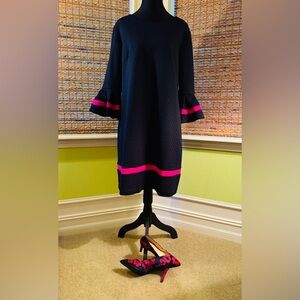 Eliza J Navy Dress with Pink Trim